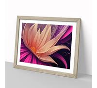 Positive Modern Flower Art H1022 Framed Print for Living Room Bedroom Home Office Décor, Wall Art Picture Ready to Hang, Oak A4 Frame (34 x 25 cm)