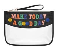 Positive Motivational Gifts Clear Makeup Bag Travel Themed Gift for Women Girls Inspirational Gift for Daughter Sister Friend Mom Aunt Birthday Graduation Gift Cosmetic Bag Pouch MAKE TODAY A GOOD DAY