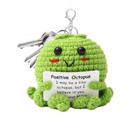 Positive Octopus Doll | Soft Crochet Fabric Design | Miniature Plush Toy with Motivational Note and Cute Expression | Handmade Ornament for Giving Friends and Decorating Spaces