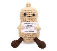 Positive Peanut, 3.94in Wool Yarn Funny Positive Crochet Peanut Knitted Toys Emotional Plush Positive Support Gifts and Encouragement Decor for Birthday Anniversary Christmas