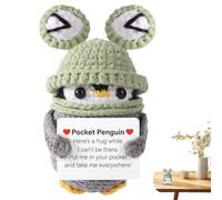 Positive Penguin - 3.94 Inch Crochet Penguiñ Set | Penğuin Plush, Motivational ħet Animal For Inspiration & Positivity, Encouragement Knitted Doll Ƒor Christmas, Kids And Colleagues
