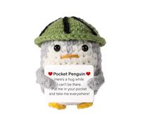 Positive Penguin, Cute Crochet Toy, Funny Knitted Pocket Penguin, Mini Crochet Animals for Decorating Friends and Family Birthday Party Gifts, with Watermelon Hat