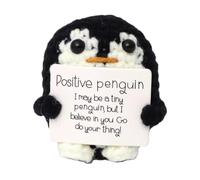 Positive Penguin, Cute Knitted Animal Figure, Collectible Mini Penguin, Premium Plush Crocheted Wool, Desk Display And Home Accent, Comfort Keepsake