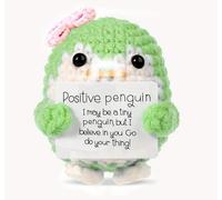 Positive Penguin, Cute Stuff Emotional Support Gift, Mini Inspirational Good Luck Gifts for Exam W unny Knitted Wool Doll, Exam Good Luck Gifts for Students GCSE SATs, Birthday Home Office Gift