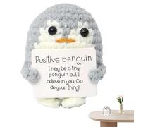 Positive Penguin, Plush Crochet Cute Penguins Toy with Positive Card - Crochet Doll, Collectible Doll, Cute Mini Penguin for Mother's Day, Home Decor Family Friends Encouraging Thanksgiving Christmas