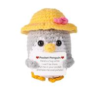 Positive Pocket Penguin, Funny Knitted Penguin Toy with Card, Positive Cute Wool Crochet Animal, Emotion Lift Gift for Friends Encouragement Decoration