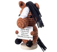 Positive Pony Lucky Charm, Pocket Hug Courage Gift with Card "You Can Do It", Crochet Horse Funny Crochet Decoration as Motivation, Anti-Stress Gift for Horse Fans New Job Get Well Soon