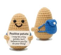 Positive Potato Crochet with Backpack - Motivational gift for Students, Emotional Support Plush, Cheer Me Up Desk Buddy, First Day of School, Back to School Gifts.