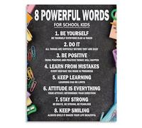 Positive Psychology Art Print 8 Powerful Words for Resilience Canvas Poster for Study Room Wall(Unframed,08x12inch(20x30cm))
