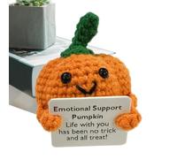 Positive Pumpkin Crochet | Positive Support Crochet Pumpkin,Cute Encouragement Toy with Card for Friend Boy Girl Youth Adult Bookshelf Student Home Bedside Table Dorm