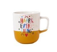 Positive Quote Ceramic Mug 370ml Colourful Rainbow Coffee & Tea Cup Glossy Gift Mug with Motivational Print, Bright Glazed Drinkware Assorted Designs (Yellow)