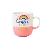 Positive Quote Ceramic Mug 370ml Colourful Rainbow Coffee & Tea Cup Glossy Gift Mug with Motivational Print, Bright Glazed Drinkware Assorted Designs (Pink)