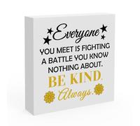 Positive Quotes Decor for Women Men Motivational Wooden Box Sign Inspirational Home Office Desk Decor with Be Kind Quote for Friends Coworker Christmas Birthday Graduation Gift