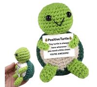 Positive Sea Turtle - Emotional Support Crochet Animal Cheer Up Gifts for Women, Turtle Gifts Handmade Mini Turtles & Crochet Animals (Green)