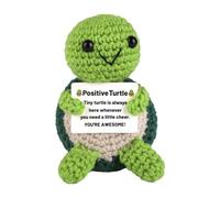 Positive Sea Turtle Mini Knitted Emotional Support Crochet Animal Wool Doll for Inspirational Motivational Cheer Up Gift for Women (Green)
