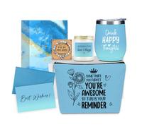 Positive Self Care Birthday Gifts for Women, Thank You Get Well Soon Thinking of You Gifts for Women, Teacher Friends Girls Christmas Friendship Wine Tumbler Makeup Bag Scented Candle Bracelet Basket