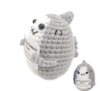 Positive Shark- Emotional Support Shark, 7.5cm Cute Positive Crochet Shark Doll with Incentive Support Card, Cuddly Knitted Dolls Knitted Toy Gift for Women & Men