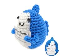 Positive Shark Knitting Animals - Emotional Shark Plush Yarn Toy | Handmade Inspirational Knitting with Card, Decorative Wellness Gift for Colleagues Collar Animal Fans