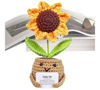 Positive Sunflower Crochet, Plant With Encourage Card, Crochet Plants Crochet Sunflower Crochet Doll, Handmade Knitted Toy, Cute Motivational Crochet Artificial