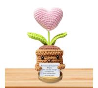 Positive Sunflower Crochet Potted Flowers, Plant With Encourage Card, Handmade Plant For Women Men Home Decor