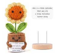Positive Sunflower Doll Crochet with Card - This is A Little Reminder - Appreciation Gift for Coworker, Best Friend, Teacher, Sister, Mom ， Christmas, Birthday, Thank You Gift for Women Men