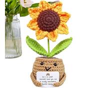 Positive Sunflower Doll, Cute Crochet Motivational Decoration, Small Artificial Sunflower Gift for Birthday, Teacher, Friend, Graduation