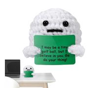 Positive Support Crochet, Inspirational Golf Ball Plush, Handcrafted Motivational Toy, Uplifting Message Doll, Ideal for Office, Dorm, School, Graduation, Christmas, 5cm