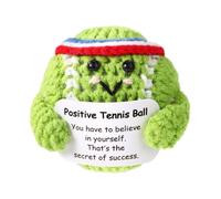 Positive Tennis Ball, Emotional Support Tennis Ball with Positive Card Cute Positive Knitted Doll Funny Inspirational Crochet Toy for Sports Lover Friends Gifts