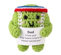Positive Tennis Ball, Inspirational Tennis Ball Cute Funny Emotional Knitted Support Doll Crochet Toy with Positive Card for Sports Lover Friends Party Decorations, I Love You Dad Gifts