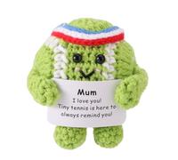 Positive Tennis Ball, Inspirational Tennis Ball Cute Funny Emotional Knitted Support Doll Crochet Toy with Positive Card for Sports Lover Friends Party Decorations, I Love You Mum Gifts