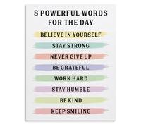 Positive Thinking Poster 8 Powerful Words for Success Canvas Wall Art for Home Study Room(Unframed,16x24inch(40x60cm))