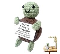 Positive Turtle, Emotional Support Plush, Emotional Support Turtle, Cute Crochet Turtle, Positive Turtle with Positive Words, Gifts for Women Men, Emotional Support Plush for Home Desktop Decor