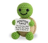 Positive Turtle Funny Gifts Emotional Support Gift Plush Handmade Positive Crochet Animals Cute Stuff with Affirmation Cards Cheer Up Gifts for Women Men Birthday Christmas Home Office Desk Decor