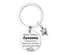 Positive Turtle Gift Inspirational Keyring Emotional Support Gifts Sea Turtle Gifts for Women for Turtle Lover Gift Turtle Decor Positive Affirmation Present for Daughter Friends Birthday Present