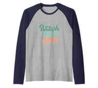 Positive Vibes Only Retro Typography Motivational Quote Raglan Baseball Tee