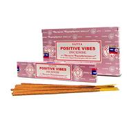 POSITIVE VIBES, Satya, Nag Champa, Incense Sticks, 12 Packs, Hand Rolled, Perfume Scented, Joss Sticks, For Yoga & Home Fragrance, Natural, Non Toxic, Agarbatti