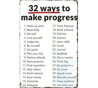 Positive Vibes Tin Sign, Inspirational Metal Sign with Uplifting Quotes, Motivational Wall Art for Home, Office, Cafe & Bar Decor 12x18 Inches. (32 WAYS)