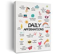 Positive Wall Art Daily Affirmations Canvas Print Framed Artwork Daily Affirmations Painting for Classroom Home Wall & Tabletop Decor
