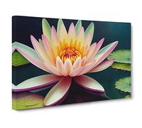 Positive Water Lily Flower Canvas Print | Gallery Wrapped 30mm Frame Wall Art | 30x20 inches | Ready to Hang | Contemporary Floral Picture | Living Room Bedroom Lounge Office