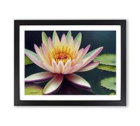 Positive Water Lily Flower H1022 Framed Print for Living Room Bedroom Home Office Décor, Wall Art Picture Ready to Hang, Black A4 Frame (34 x 25 cm)