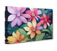 Positive Watercolour Flowers Canvas Print | Gallery Wrapped 30mm Frame Wall Art | 30x20 inches | Ready to Hang | Contemporary Floral Picture | Living Room Bedroom Lounge Office