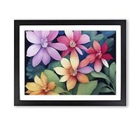 Positive Watercolour Flowers H1022 Framed Print for Living Room Bedroom Home Office Décor, Wall Art Picture Ready to Hang, Black A4 Frame (34 x 25 cm)