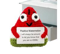 Positive Watermelon Crochet Fruit - Funny Knitted Inspirational Gift For Men | Handmade | L Shaped Fruit Doullon Emotional Inspiration Cards