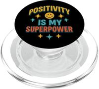 Positivity Is My Superpower Retro Happy Face Positive Vibes PopSockets PopGrip for MagSafe