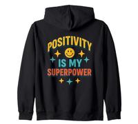 Positivity Is My Superpower Retro Happy Face Positive Vibes Zip Hoodie