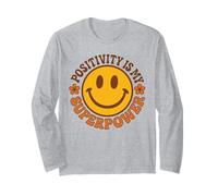 Positivity is My Superpower Retro Happy Face Smile Flower Long Sleeve T-Shirt