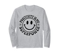 Positivity is My Superpower Retro Happy Face Smile Flower Long Sleeve T-Shirt