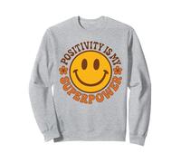 "Positivity Is My Superpower" Retro Happy Face Smile Flower Sweatshirt