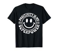 Positivity is My Superpower Retro Happy Face Smile Flower T-Shirt