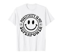 Positivity is My Superpower Retro Happy Face Smile Flower T-Shirt